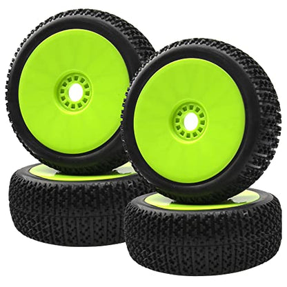 12mm to 17mm Metal Wheel Hex Adapter Converter & OD 4.52" 1/8 RC Buggy Rubber Tires Tyre w/Plastic Rim 17mm Hex