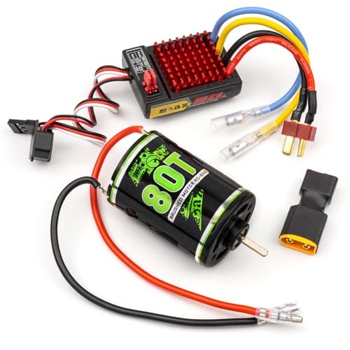 Brushed Power Combo 540 80T 3.175MM Motor 60/320A ESC BEC 6V/2A Splash-Proof for 1/10 RC Crawler Car Axial SCX10 AXI03007 90046 TRX4 D90 Monster Truck