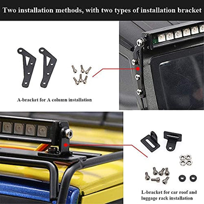 GLOBACT RC Light Bar 155mm 24 Beads for TRX4 TRX6 SCX10 1/10 RC Crawler | 1/10 Roof Lamp with 20 Modes