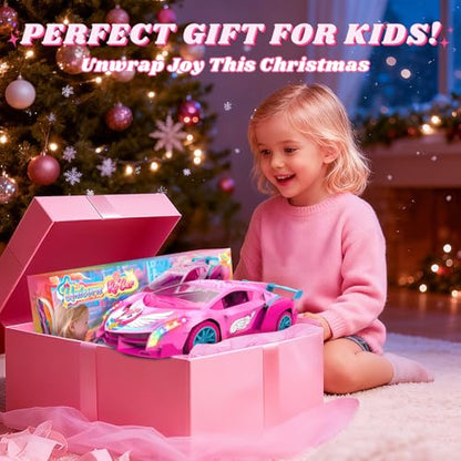 Unicorn RC Car for Girls, Rainbow Glow & Drift Wing Remote Control Car,2.4GHz RC Cars 1:18 Scale,Kids Toys Age 3 4 5 6 7 8 9 10 11 12,Girls Birthday Gifts,Valentines Day Gifts for Kids 3-12 Year Old