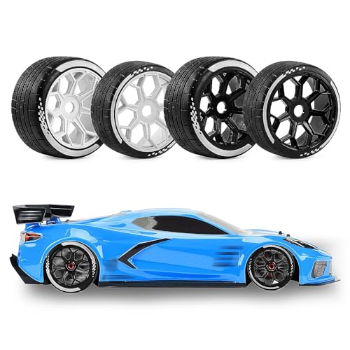 4PCS RC Highway Off-Road Truck Wheels & Tires - Compatible with 1/8 Typhon 6S BLX, 1/7 Infraction 6S BLX/Limitless - Foam Insert Plastic Rims （2 Big & 2 Small ） (Black（4pcs）) - color: Black（4pcs）