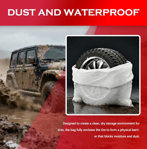 4PCS Extra Large Tire Covers for Cars,Dustproof Car Tire Bags for Storage Easy to Transport and Save Vehicle Tires,LDPE Disposable Cars Tires Storage Bags Car Accessories