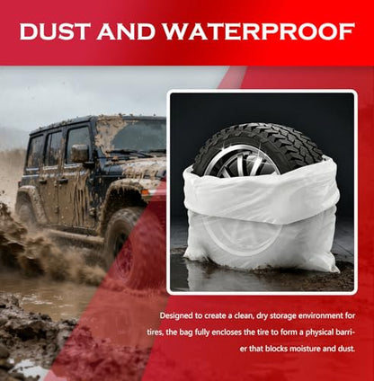 4PCS Extra Large Tire Covers for Cars,Dustproof Car Tire Bags for Storage Easy to Transport and Save Vehicle Tires,LDPE Disposable Cars Tires Storage Bags Car Accessories