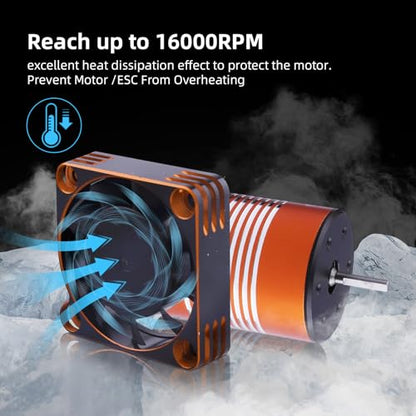 RC Car Motor Cooling Fan Heatsink 16000RPM Brushless ESC Cooling Fan 40x40mm for RC Car 1/8 1/10 540 550 Motor (Gold) - color: Gold