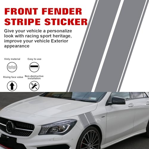 x xotic tech Fender Stripes Hash Marks KK Vinyl Decal Universal for Car Truck Sticker Racing Stripe 11"x23" (Gray) - color: Gray