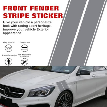 x xotic tech Fender Stripes Hash Marks KK Vinyl Decal Universal for Car Truck Sticker Racing Stripe 11"x23" (Gray) - color: Gray