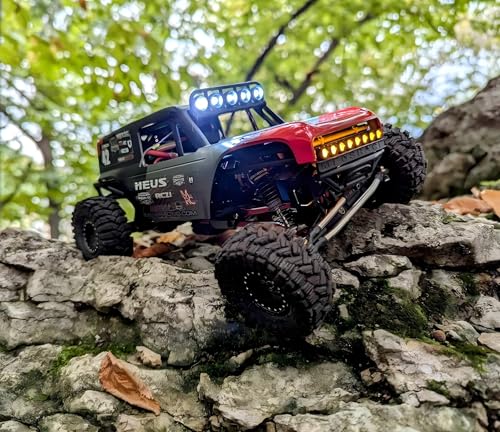 MEUS Racing MB18 TRX4M Body & Chassis Kit for Traxxas TRX4M Defender Bronco K10 F150 High Trail 1/18 RC Crawler Upgrades Parts (Red&Black) - color: Red&black