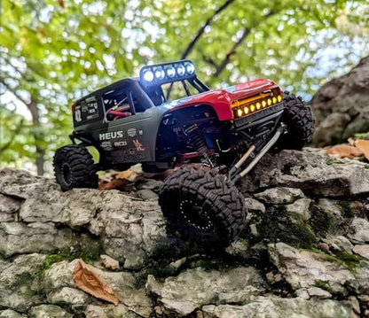 MEUS Racing MB18 TRX4M Body & Chassis Kit for Traxxas TRX4M Defender Bronco K10 F150 High Trail 1/18 RC Crawler Upgrades Parts (Red&Black) - color: Red&black
