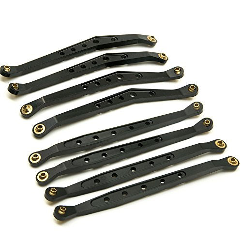 8 Pcs Aluminum Linkage Rod Arm Set/Upper and Lower Suspension Links Set of 8 for 1/10 Axial Wraith 90018 RC Truck (Black, Type A)