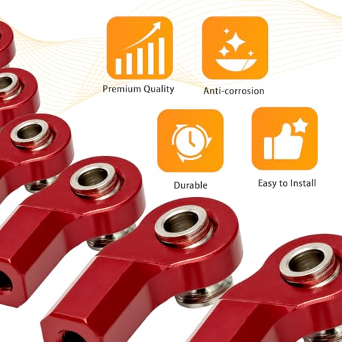 6PCS M3 Tie Rod End Joint Bend Ball Head Holder Linkage Aluminum 4.8mm Ball Cup Compatible with 1/10 Axial SCX10, Traxxas TRX-4, Tamiya CC01, Redcat Gen7, HSP RC Crawler/Trucks (Red) - color: Red
