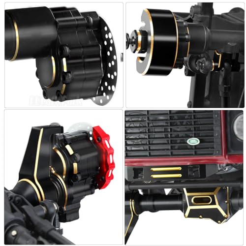 RC Upgrades Part for 1/10 TRX4,Brass Front & Rear Portal Axles,Diff Covers,Inner & Outer Portal Cover Housing,Axle Mount,Caster Blocks C Hub Carrier,Hex Hub w/Red Diff Covers,Black - color: Black (Upgrades)