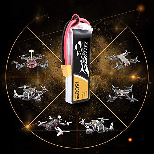 TATTU 11.1V 1800mAh 3S 45C LiPo Battery Pack with XT60 Plug for Skylark M4-FPV250 Mini Shredder 200 INDY250 Plus MOJO 280 QAV250 Vortex Emax Nighthawk 250 RC Heli Airplane UAV Drone FPV