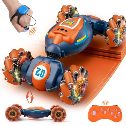 Gesture Sensing RC Stunt Car - Boys Girls Toys Age 6-8-12, 4WD Hand Controlled Remote Control Twist Car with Light & Music,Cool Birthday presents and Ideas Gifts for Kids Age 6 7 8 9 10 11 12 YearsOld | with Light & Music, Boys Girls Toys Age 6-8-12，Cool