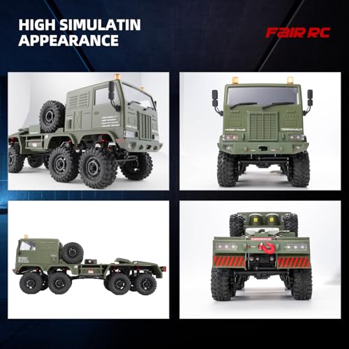1/18 CR18P Terranaut 8x8 RC Crawler, 8WD Rock Truck with Active-AWS All-Wheel Steering, 2-Speed Transmission, Remote Winch & Portal Axles, Metal Gears Off-Road RC Car for Adults Collectors (Green) - color: Green