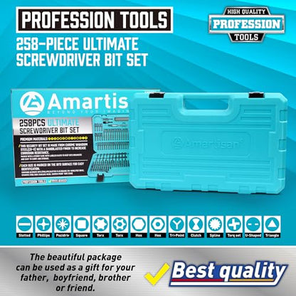 Amartisan 258-Piece Ultimate Screwdriver Bit Set,Chrome Vanadium Steel Driver Bit Set, Security bit set, Includes Bits Holder, Nut Driver, etc (Blue) - style: 258-Piece Ultimate Bit Set (Blue)