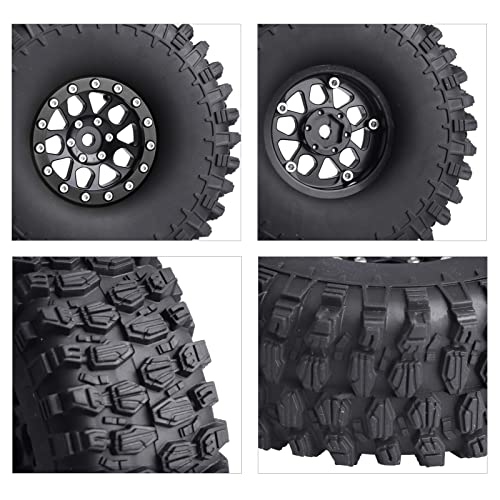HobbyPark 1.9 Beadlock Wheels and Tires Height 4.72inch 120mm Soft Rubber Good Grip, Mounting Tool for TRX4 Axial SCX10 II III Redcat Gen8 Gen7 1/10 RC Crawler w/Foam,Set of 4 (Black Rings) - color: Black Rings