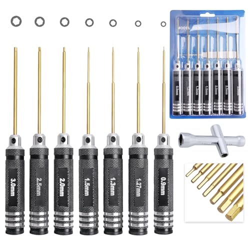 7PCS RC Hex Driver Set 0.9mm 1.27mm 1.3mm 1.5mm 2.0mm 2.5mm 3.0mm Hex Screwdriver for Traxxas Slash Stampede Rustler RC Cars Helicopter