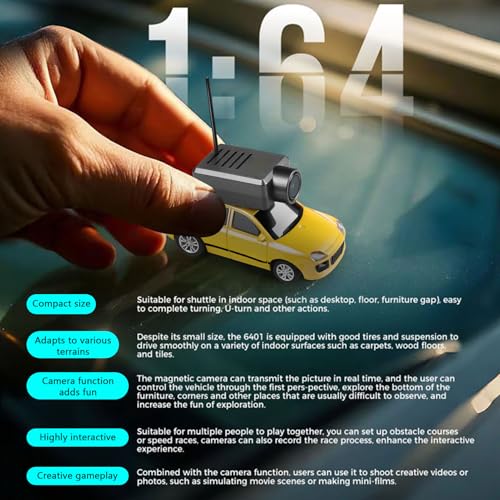 Wltoys Mini RC Car, 1:64 Scale FPV RC Drift Car with 720P HD Camera, 2.4GHz Transmitter, WiFi App Control with Gyro, LED Lights, Mini Racing Toys (Yellow) - color: Yellow