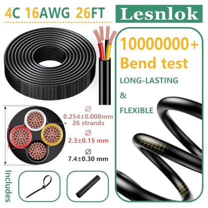 16 Gauge Wire 4 Conductor,16 AWG Electrical Wire Stranded PVC Cord Oxygen-Free Copper Cable,26FT 4 Core Pure Copper Flexible Cable Wire for LED Lamp Lighting Strips Automotive (16AWG-4C, 26FT)… - size: 26FT, style: 16AWG-4C