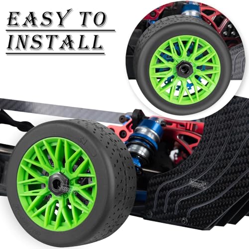 RC Rubber Wheels Tires for 1/8 Typhon 6S BLX,1/7 Infraction 6S BLX,Limitless,4PCS Highway Wheels Soft Tires Truck Tire Highway Tires,Green - color: Green(4pcs)