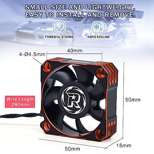 50mm RC Motor Cooling Fan 10000RPM RC Motor Heatsink 8.5V ESC Cooling Fan Heat Dissipation for 1/5th Scale RC Car (Black Orange) - style: Orange