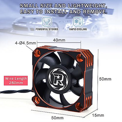50mm RC Motor Cooling Fan 10000RPM RC Motor Heatsink 8.5V ESC Cooling Fan Heat Dissipation for 1/5th Scale RC Car (Black Orange) - style: Orange