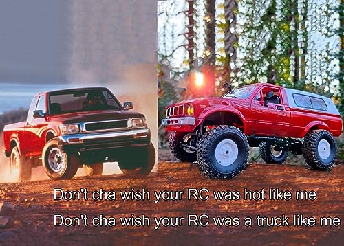 RC Truck WPL C24 RC Crawler 1/16 Scale Off Road RTR | Remote Control Rock Crawler 4x4 Pickup Truck All Terrain LED Light Proportional Throttle Steering Hobby Toy Adult