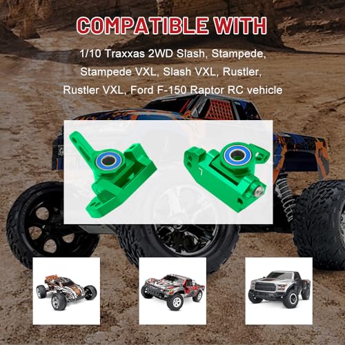 OGRC Caster Block Steering Blocks, Stub Axle Carriers for 1/10 Slash 2WD | Aluminum Front Caster Block&Steering Blocks and Rear Stub Axle Carriers for 1/10 Traxxas slash 2WD #3632 3736 3752 (Green) - color: Green