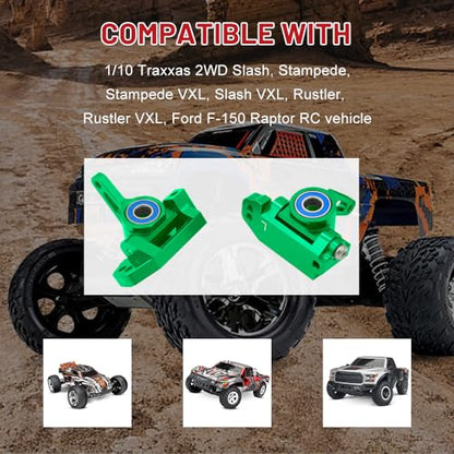 OGRC Caster Block Steering Blocks, Stub Axle Carriers for 1/10 Slash 2WD | Aluminum Front Caster Block&Steering Blocks and Rear Stub Axle Carriers for 1/10 Traxxas slash 2WD #3632 3736 3752 (Green) - color: Green