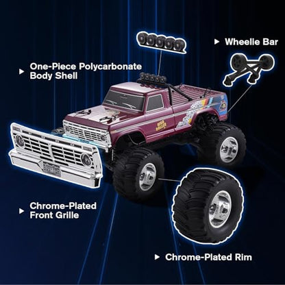 FMS 1/10 RC Truck Ford F-100,2WD Monster Truck with Licensed Body, 550 Brushed Motor, Oil Shocks, Independent Suspension – All-Terrain RC Crawler, High Speed Off-Road RC Car for Gift（Red High Roller） - color: Red High Roller