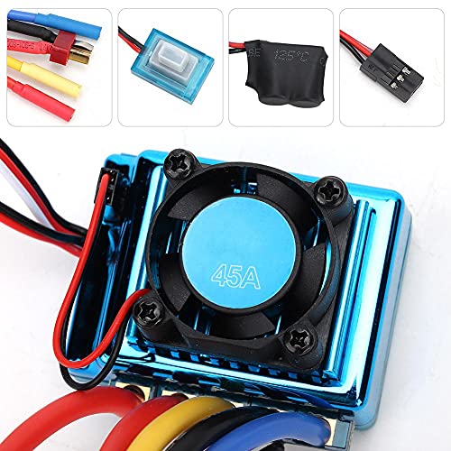 Brushless V2.3 Electric Speed Controller ESC for RC Car Waterproof Dustproof Proportional Braking for AllWeather Competition 45A/60A/80A 1/16 1/14 /10 Car (45A)