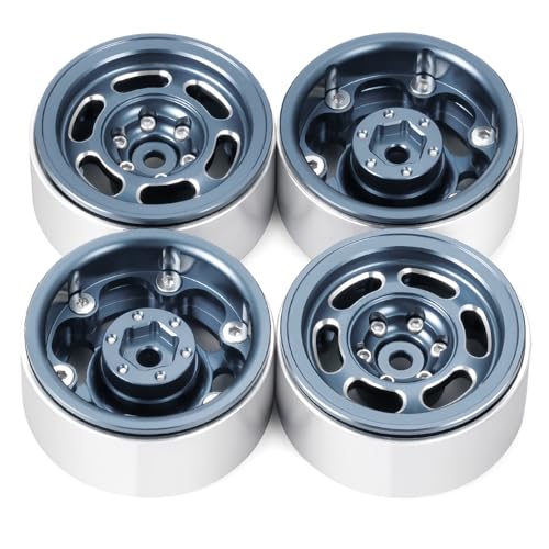 MOHERO 4Pcs 1.3 RC Beadlock Wheel Rims for 1/18 1/24 RC Crawler TRX4M Axial SCX24 Redcat Ascent-18 Upgrade Parts (Grey) - color: Grey