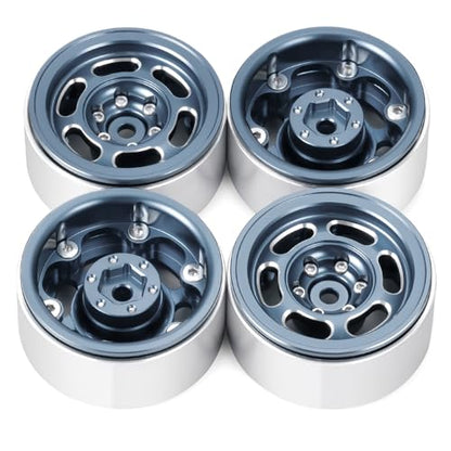 MOHERO 4Pcs 1.3 RC Beadlock Wheel Rims for 1/18 1/24 RC Crawler TRX4M Axial SCX24 Redcat Ascent-18 Upgrade Parts (Grey) - color: Grey