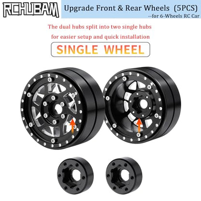 RCHUBAM 1.9" Dually Beadlock Wheel Rims for SCX10 TRX-4 TRX6 G63 6-Wheel | 5PC Aluminum Wheel Hubs,1/10 RC Hauler Crawler Truck Car Upgrade Part - style: 5PCS
