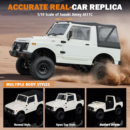ARRIS WPL C74-1 Jimny JA11 1/10 RC Rock Crawler 4WD RTR Truck | Realistic Jimny Body, LED Lights, Full Proportional Control, Trail Adventure Ready - color: Wpl C74-1 White