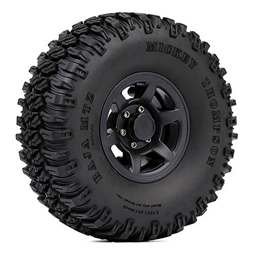 4PCS 1.55inch RC Tires Plastic Beadlock Rims RC Wheel Set Compatible with 1:10 RC Crawler Axial AX90069 D90 TF2 Tamiya CC01 LC70 MST JIMNY(Black) - color: 95mm-black