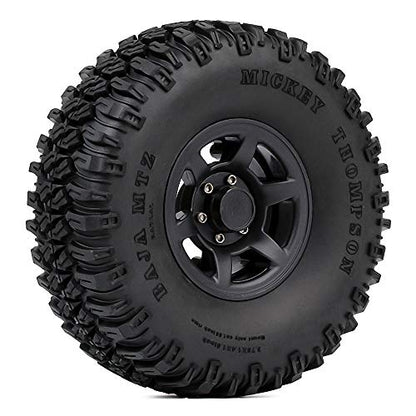 4PCS 1.55inch RC Tires Plastic Beadlock Rims RC Wheel Set Compatible with 1:10 RC Crawler Axial AX90069 D90 TF2 Tamiya CC01 LC70 MST JIMNY(Black) - color: 95mm-black