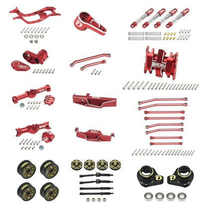 Hobby Details Aluminum Rear Axle Gear Box Skid Link Wheel Upgrade Set for 1/30 Axial SCX30 Jeep Wrangler RC Cars, Red (14 in One Set) - color: 14 in One Set