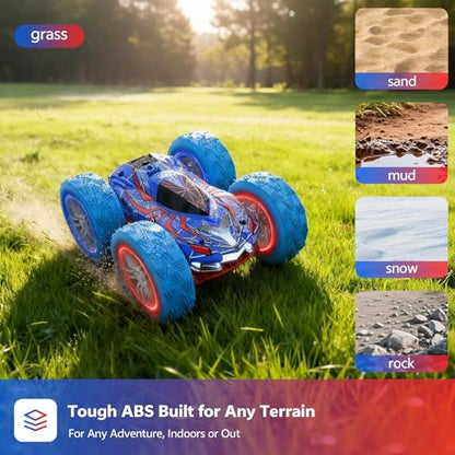 RC Cars Spider Toys for Kids 4-12, 4WD Remote Control Car Spider Toy Gift, Double Sided Stunt Car With LED Lights 2.4GHz 360° Flip & Spin/Rotation, 60 Mins Playtime, Gift for Kids, Boys, Beginners