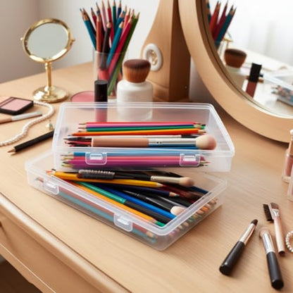 Goodma 8 Pieces Rectangular Empty Mini Clear Plastic Organizer Box | 195 x 113 x 30 mm, Hinged Lids, For Small Items, Craft Projects - size: 195 x 113 x 30 mm