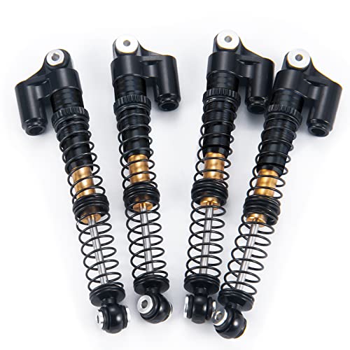 Aluminum RC Shocks Adjustable 53mm Long Shock Absorber Damper for 1/24 Axial Modified Scx24 Vehicles Upgrade Parts (Black) - color: Black