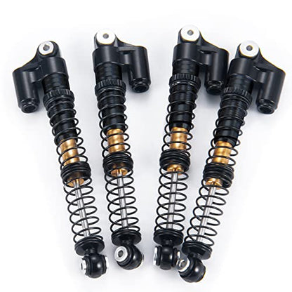 Aluminum RC Shocks Adjustable 53mm Long Shock Absorber Damper for 1/24 Axial Modified Scx24 Vehicles Upgrade Parts (Black) - color: Black