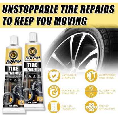 Tire Repair Glue Kit 100ml,Tire Sidewall Adhesive Rubber Cement Black | Automotive Tire Repair Glue Kit, Professional Bonding Glue for Bike, Car, Motorcycle, Bicycle