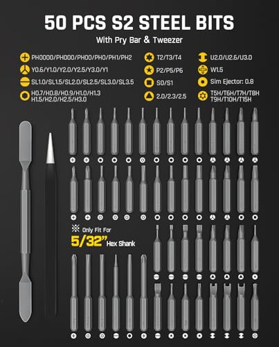 Fanttik E2 Ultra Electric Screwdriver, Precision Screwdriver Set (Grey) | 50 Magnetic Bits, 5/32''Hex Shank, 0.6N.m, RevoStor Magnetic Storage, Repair Kit for PC, Phone, 3D Printer, RC Cars, Drone - color: Space Grey