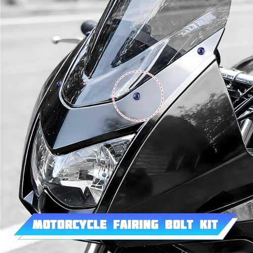 195PCS M5 M6 Motorcycle Fairing Bolt Kits, Stainless Steel Windshield Fairing Screws Fastener, Motorbike Windscreen Bolts Nut Clips Kit, Universal for Dirt Bike Scooters Motocross (Purple) - color: Purple