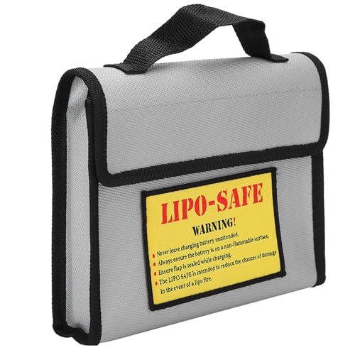 Sorandy Battery Fireproof Bag for Charging and St Orage | Double Layer Fireproof, Silicone Fiberglass, Flame Retard Bag for Drone Hobbyists, 8.9x7.1x1.8 Inches