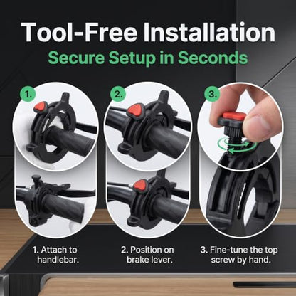 Motorcycle Cruise Control Assist, Handlebar Lock Clamp with Quick Release Button, Anti-Slip Adjustable Throttle Booster, Modification Accessory for Motorcycles E-Bikes Scooters (Black)