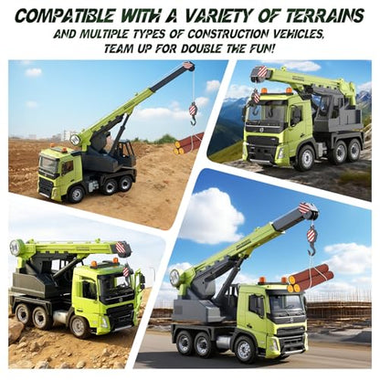 Double E Volvo FMX 1:20 Scale RC Crane Truck - 660° Rotating Console, 2.4GHz Anti-Interference, Realistic Lifting Sounds & LED Work Lights - Construction Toy for Adults - style: RC Crane