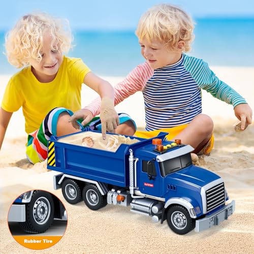Bstoyder Kids Toys for 3 4 5 6 7 8 Years Old Boys, Large Dump Truck Toy with Lights, Sounds, Blue Toddler Friction Powered Truck Vehicle Toy for Boys Girls Birthday Gifts - style: Dump Truck
