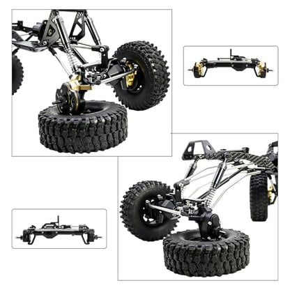LCG 4WS Heavy Aluminum Front Rear Portal Axle Set+Brass Knuckles 50° 4 Wheel Steering for 1/10 RC Crawler Axial Capra 1.9 Chassis (Silver) - color: Silver